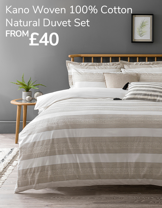 Kano Woven 100% Cotton Natural Duvet Cover and Pillowcase Set